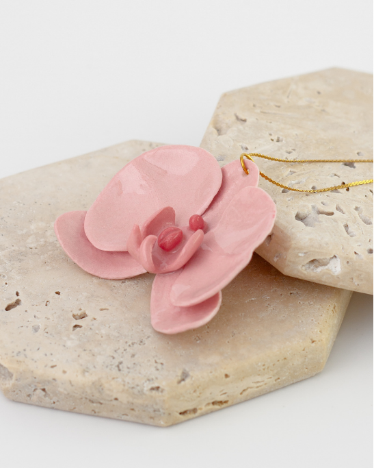 Orchid Porcelain Necklace - Pink