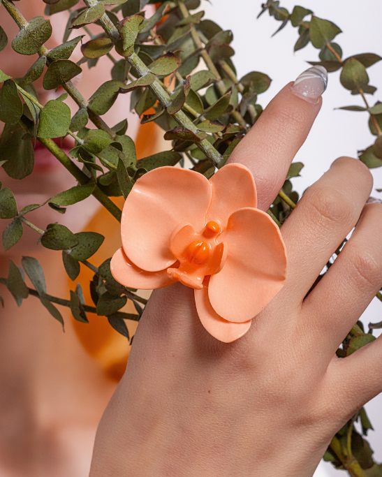 Orchid Porcelain Ring - Peach