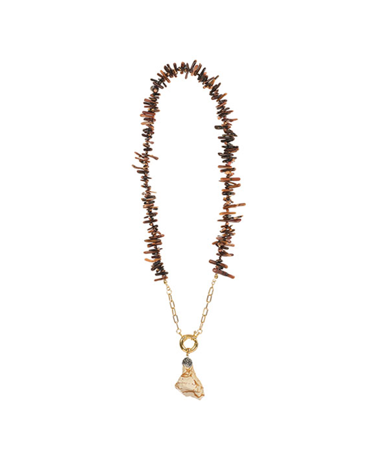 Pendant with Coral & Natural Stone Tip