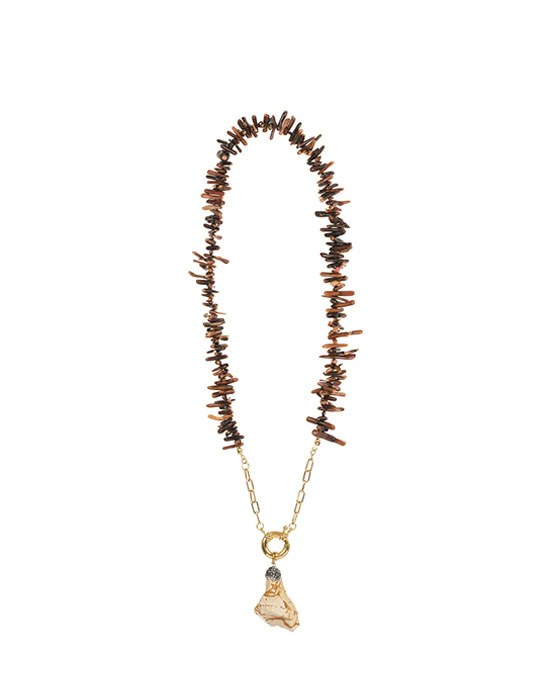 Pendant with Coral & Natural Stone Tip