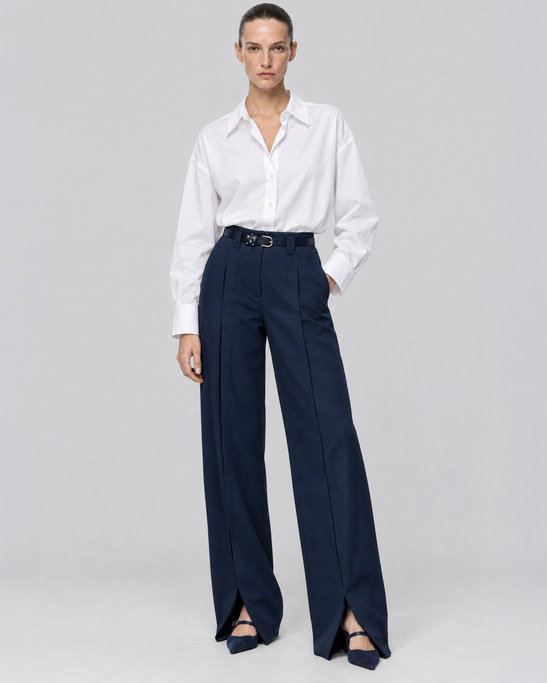 Petra Front Slit Wide Leg Trousers