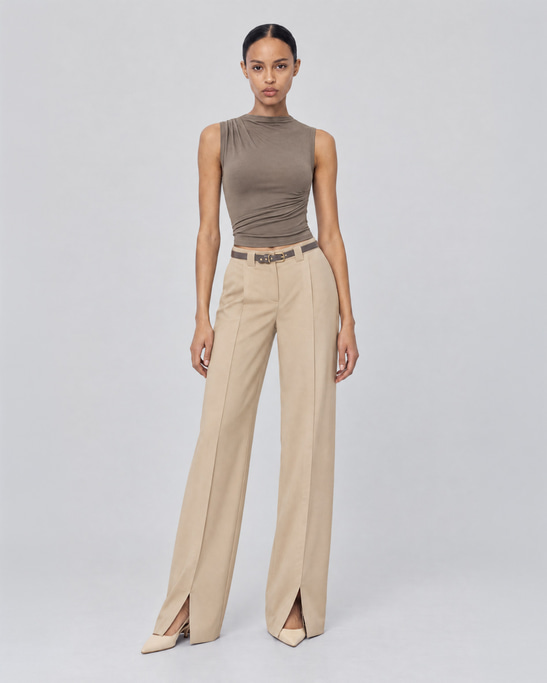 Petra Front Slit Wide Leg Trousers