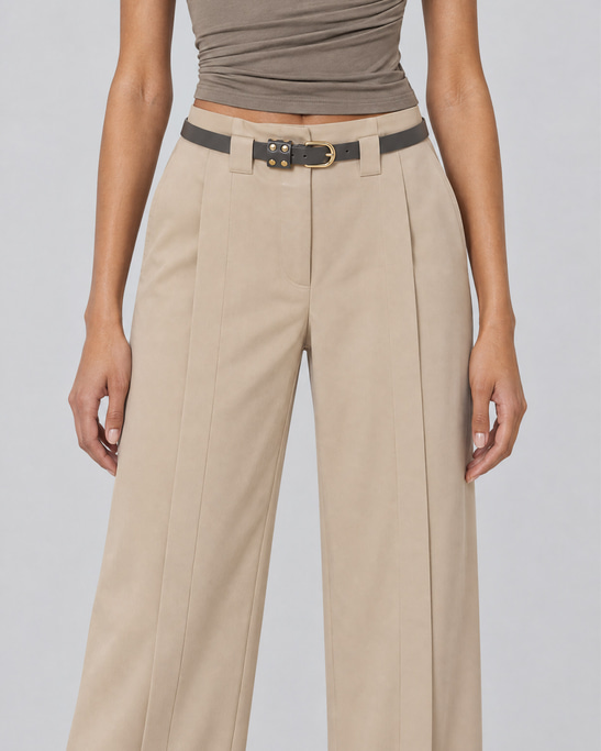Petra Front Slit Wide Leg Trousers