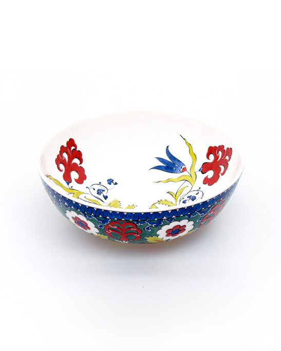Red Lily and Blue Tulip Iznik Tile Bowl