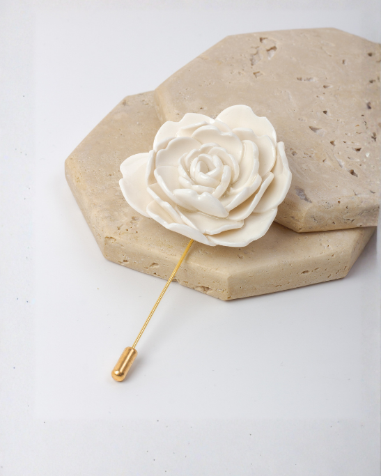 Rose Brooche - White