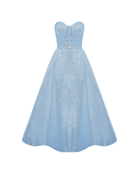 Shiny Blue Midi Dress