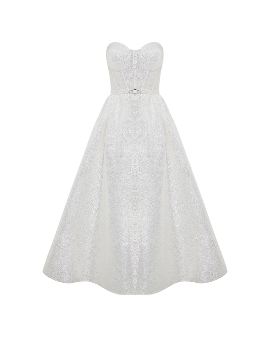 Shiny White Midi Dress