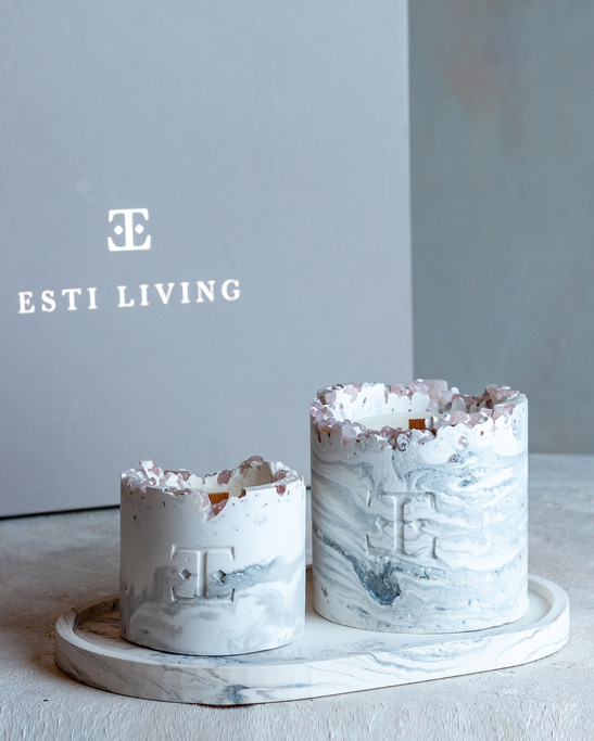 Silver Glow Gemstone Candle Set