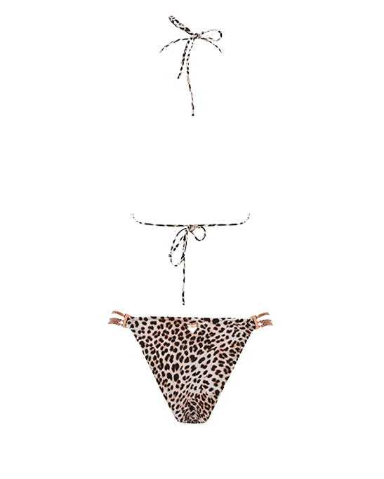 Silvia Leopard Pattern Bikini With Rose Gold Chain Details