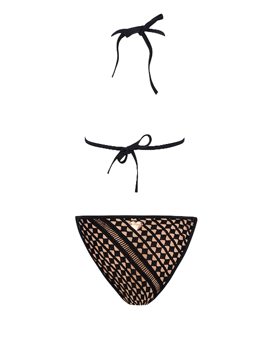 Sofia Black Bikini Mesh Embellished With Black Drop Details