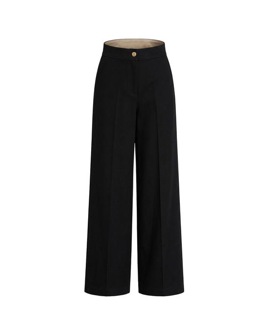 Sora Cotton Wide-Leg Utility Trousers Black
