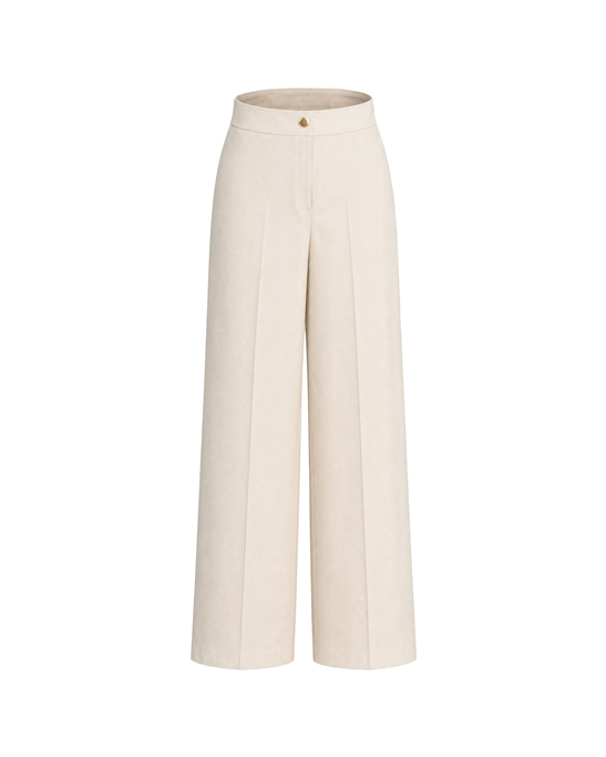 Sora Cotton Wide-Leg Utility Trousers Ivory
