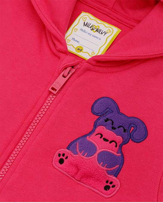 Squeaky Fuchsia Zipped Hoodie Sweatshirt