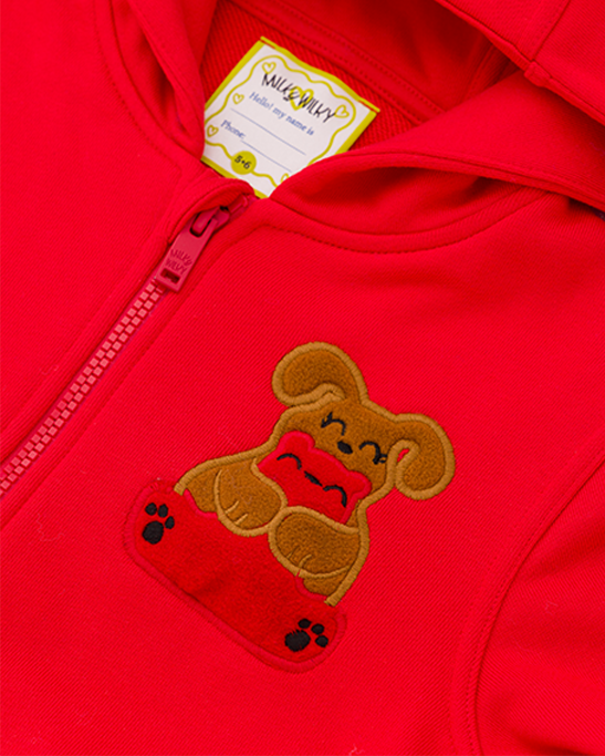Squeaky Red Zipped Hoodie Sweatshirt