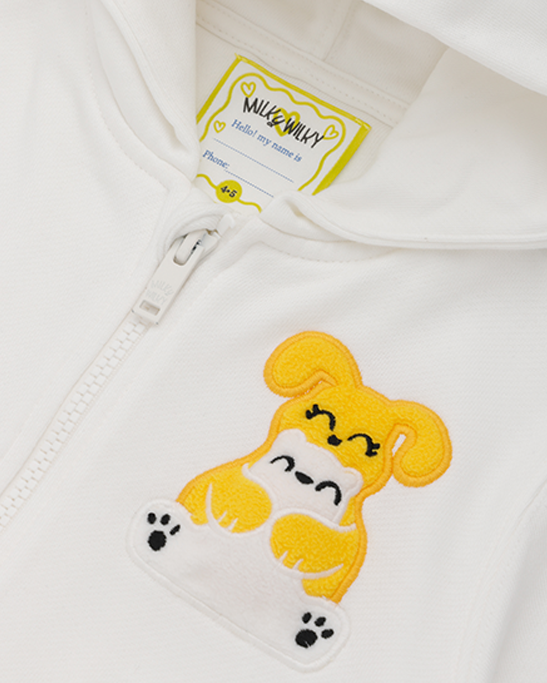 Squeaky White Zipped Hoodie Sweatshirt