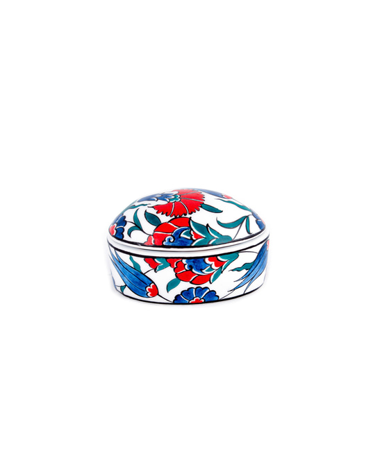 Tulip and Carnation Iznik Tile Jewelry Box