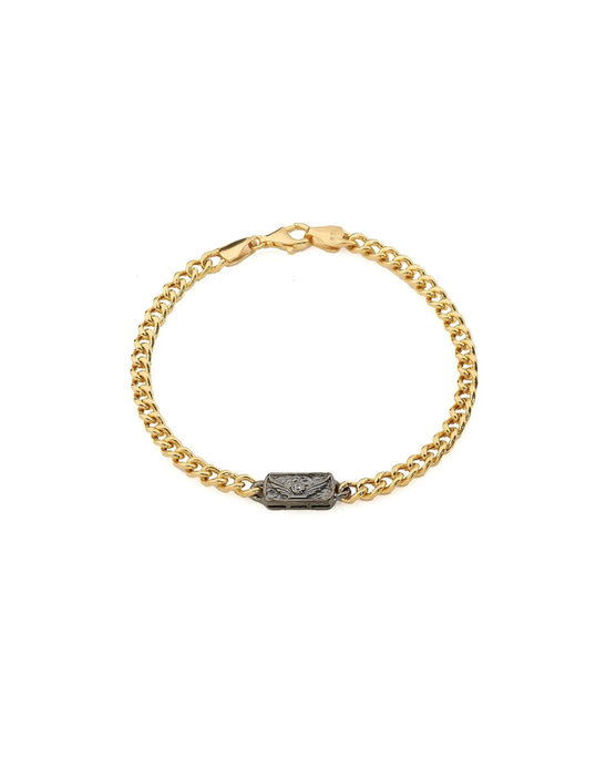 Unisex Silver Gold-Black Chain Bracelet
