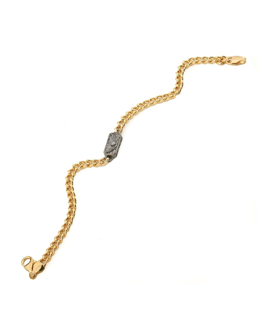 Unisex Silver Gold-Black Chain Bracelet