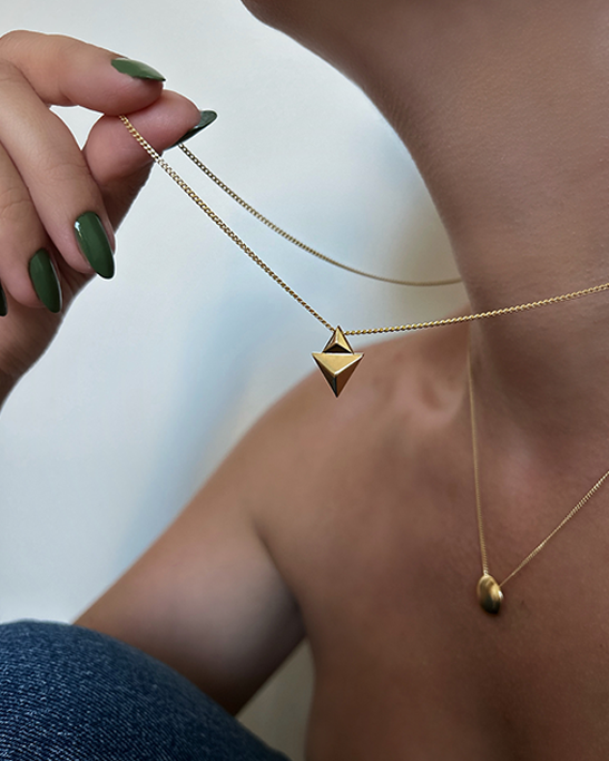 Upsıde Down Gold Plated Necklace