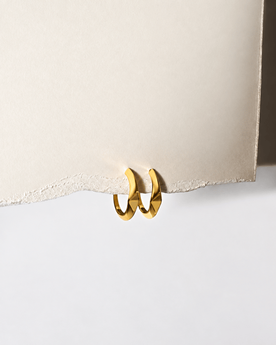 Upsıde Down Gold Plated Sılver Hoop Earrıngs