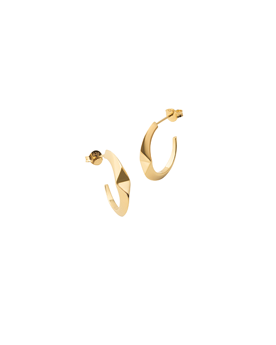Upsıde Down Gold Plated Sılver Hoop Earrıngs