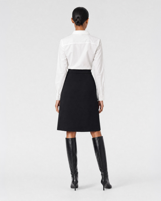 Vina Viscose Wrap Midi Skirt Black 