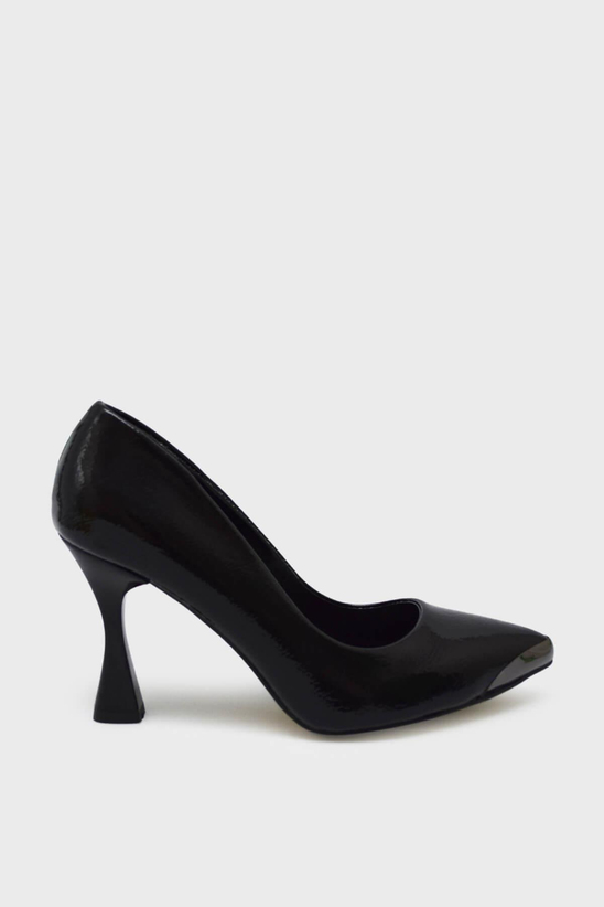 Kanuga Kadın Kadeh Topuk Stiletto Ayakkabı Siyah Rugan LPA1302