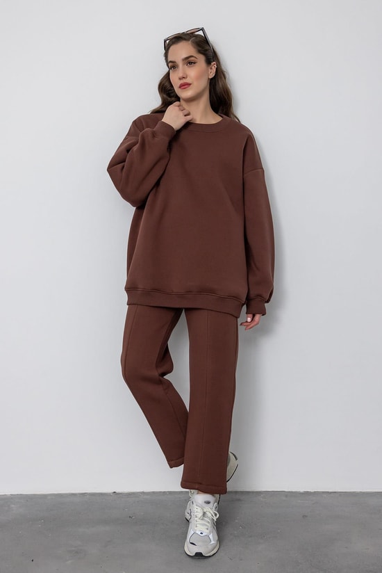 Oversize 2li Eşofman Takımı - KAHVERENGİ