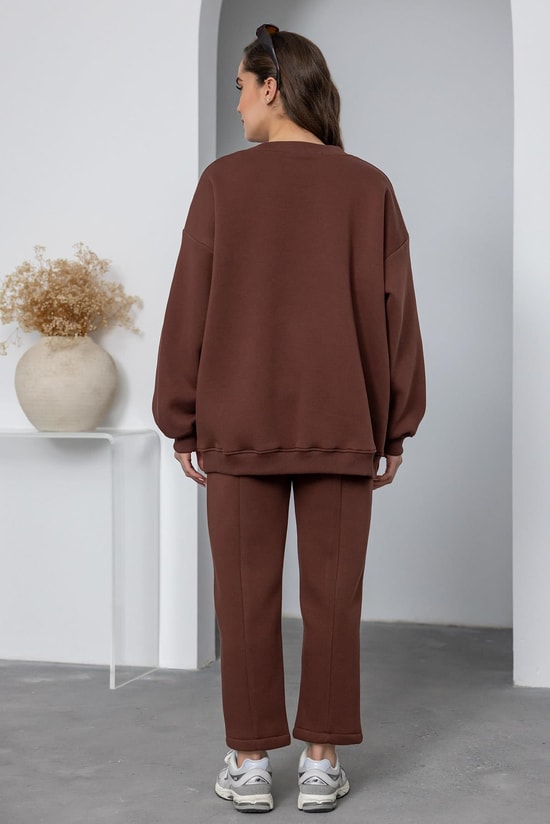 Oversize 2li Eşofman Takımı - KAHVERENGİ