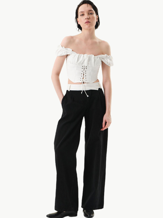 24SS103010 3058-1W3 ASİMETRİK KAPAMA GARNİ DETAYLI BOL PAÇA DENİM PANTOLON Kategorisiz Modelleri