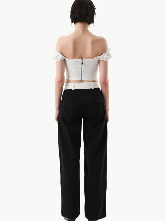 24SS103010 3058-1W3 ASİMETRİK KAPAMA GARNİ DETAYLI BOL PAÇA DENİM PANTOLON Kategorisiz Modelleri
