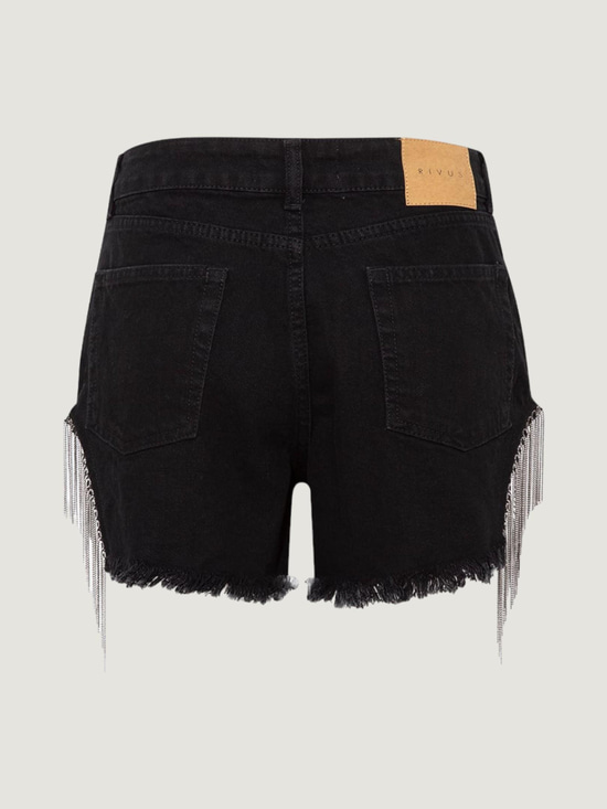 Aksesuar Detaylı Mini Jean Şort - Siyah Şort Modelleri