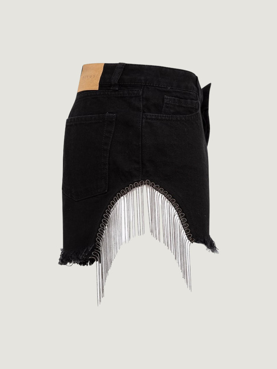 Aksesuar Detaylı Mini Jean Şort - Siyah Şort Modelleri