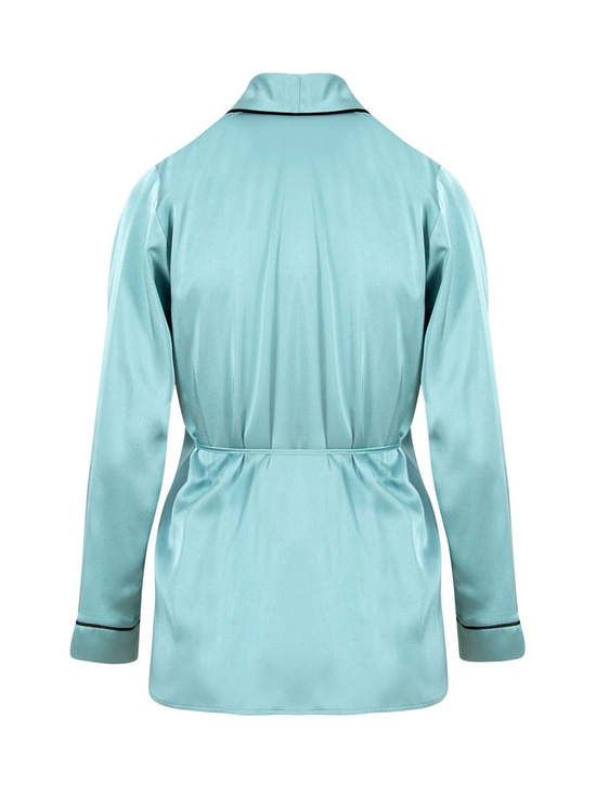 APHELANDRA Anvelop Kapama Saten Pijama Ceket - Mint Yeşil