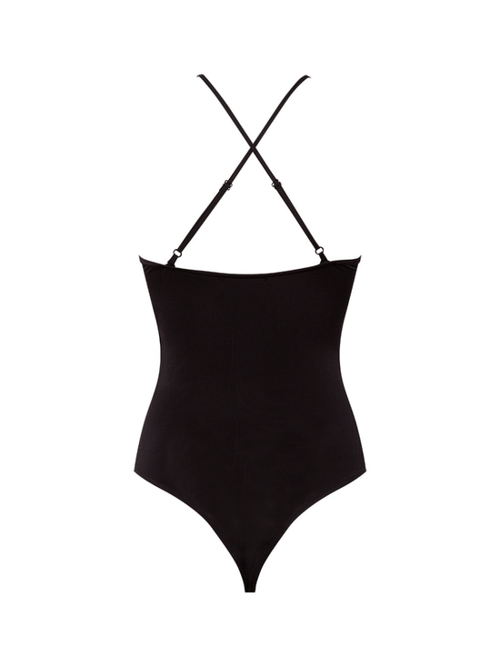 Askı Detaylı Drapeli Body - Siyah