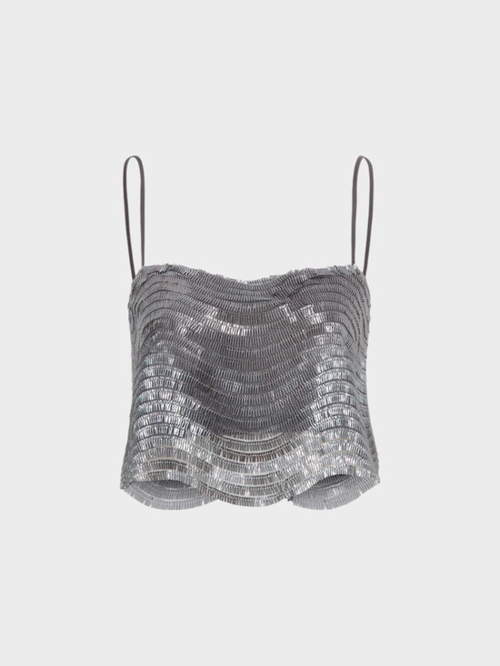 Askılı Boru Pullu Uzun Crop Şık Bluz - Antrasit Bluz Modelleri
