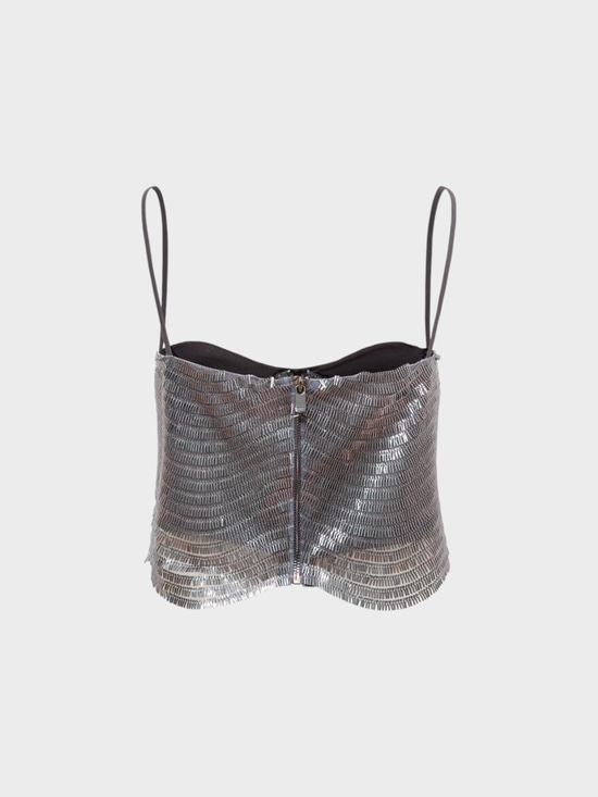 Askılı Boru Pullu Uzun Crop Şık Bluz - Antrasit Bluz Modelleri