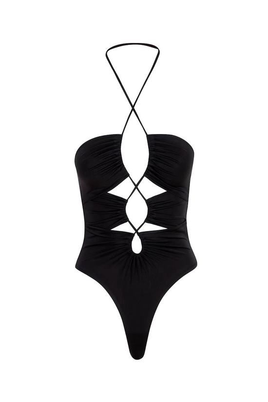 Askılı Dekolteli Body - Siyah