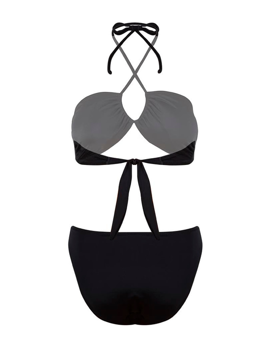 Bağlamalı Straplez Bikini - Siyah
