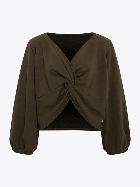 Balon Kollu Burgulu Sweatshirt - Haki