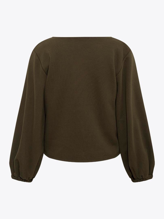 Balon Kollu Burgulu Sweatshirt - Haki