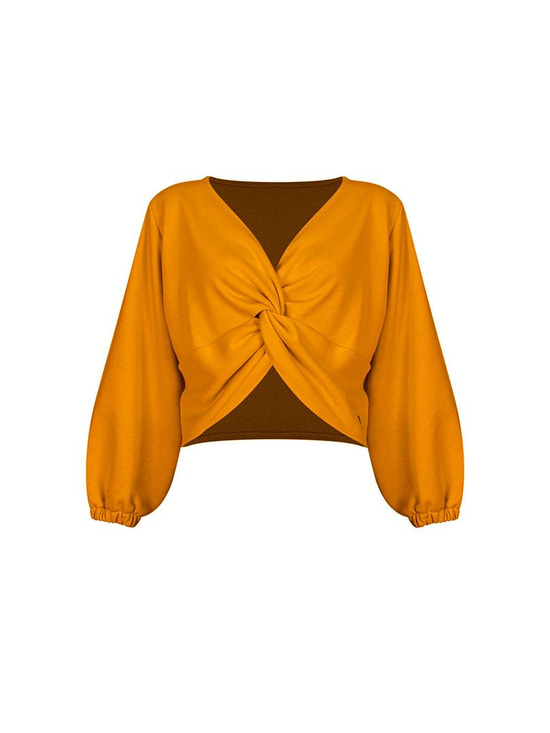 Balon Kollu Burgulu Sweatshirt - Hardal