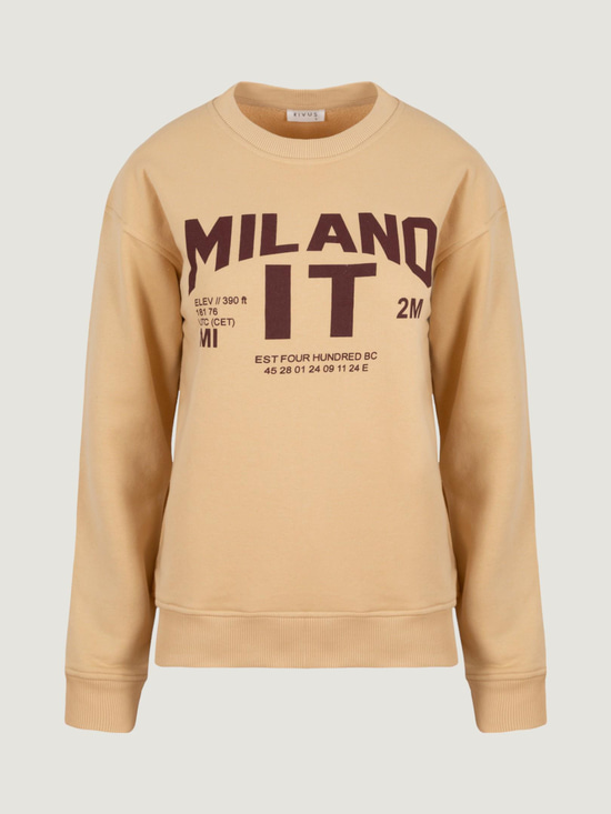 Baskı Detaylı Oversize Sweatshirt - Camel Sweatshirt Modelleri