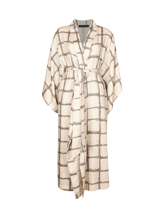 Beli Kuşaklı Midi Kimono - Siyah