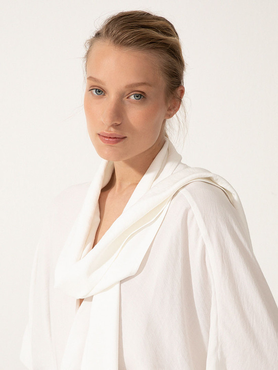 Beli Kuşaklı Şal Yaka Midi Kimono - Ekru