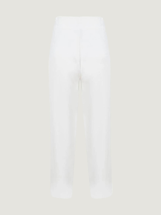 Beli Lastikli Bol Paça Krep Pantolon - Ekru Pantolon Modelleri