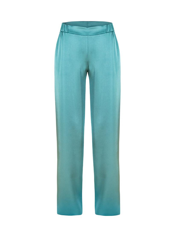 Beli Lastikli Bol Paça Saten Pantolon - Mint