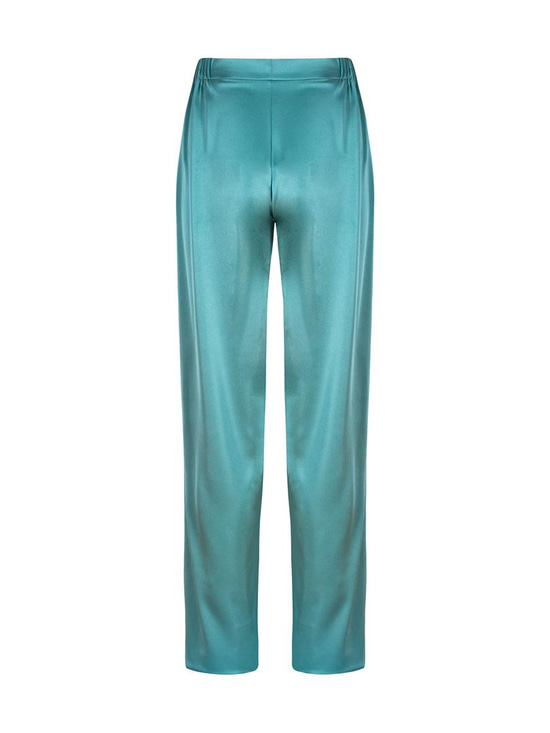 Beli Lastikli Bol Paça Saten Pantolon - Mint