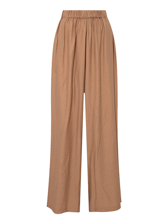 Beli Lastikli Rahat Kesim Bol Paça Pantolon - Vizon