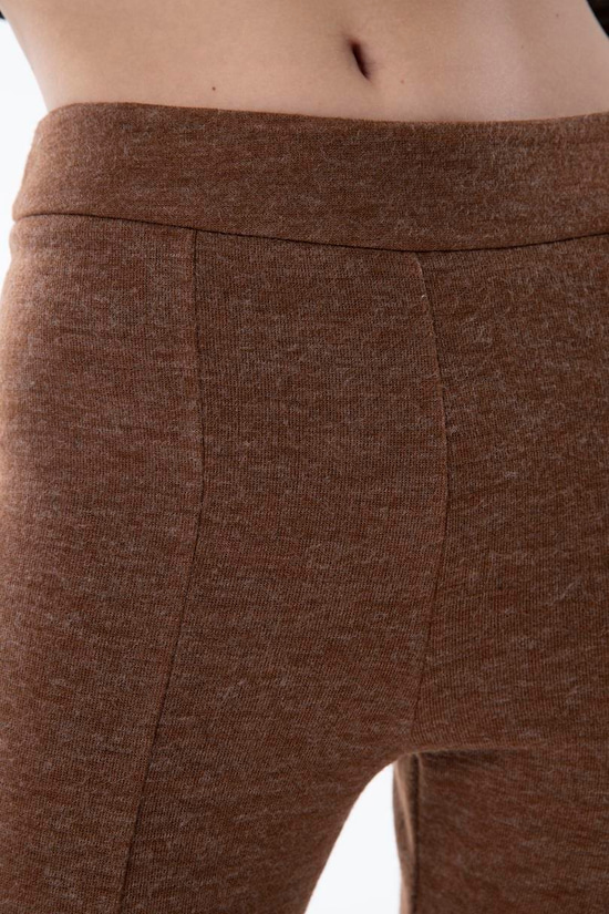 Beli Lastikli Yırtmaçlı Flare Pantolon - Tarçın